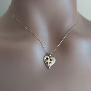 Gold Filled Heart & Cross Pendant Necklace
